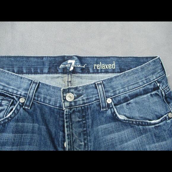 Mens 7 for All Mankind Relaxed Button Fly jeans size 32x32  Ripped Cuffs/ Hem - Picture 2 of 9